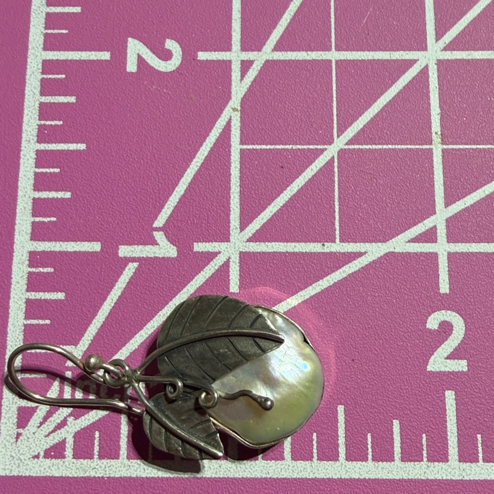 Sterling Silver Leaf Pearl Earrings (3) - Picture 8 of 8